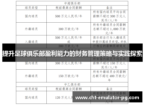 提升足球俱乐部盈利能力的财务管理策略与实践探索